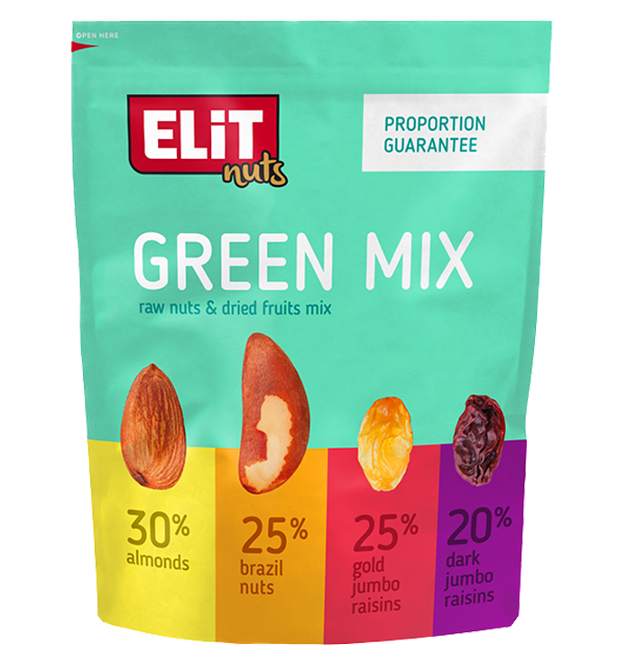 MIX RAW NUTS AND DRIED FRUITS GREEN