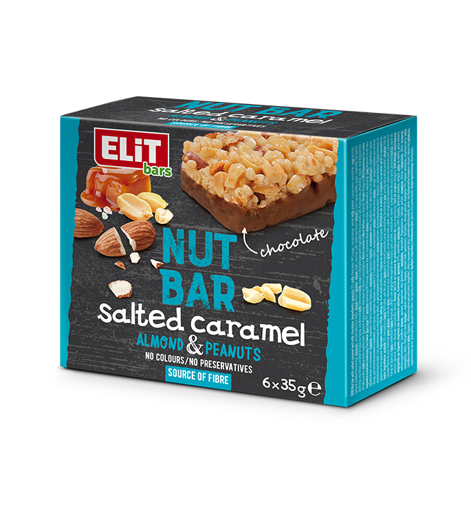 NUT BAR WITH SALTED CARAMEL AND MILK CHOCOLATE ELiT FAMILY PACK 6X35G
