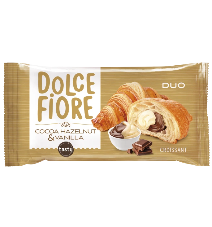 DOLCE FIORE CROISSANT FILLED WITH COCOA HAZELNUT AND VANILLA CREAM